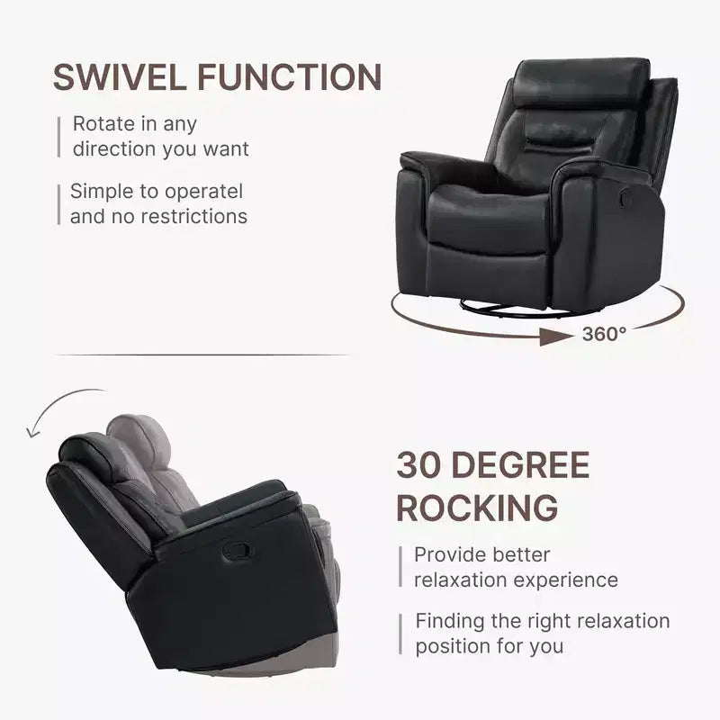 Swivel Manual Recliner Faux Leather Glider Recliner