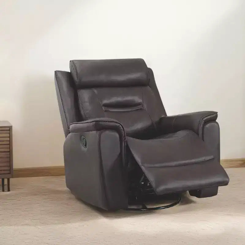 Swivel Manual Recliner Faux Leather Glider Recliner