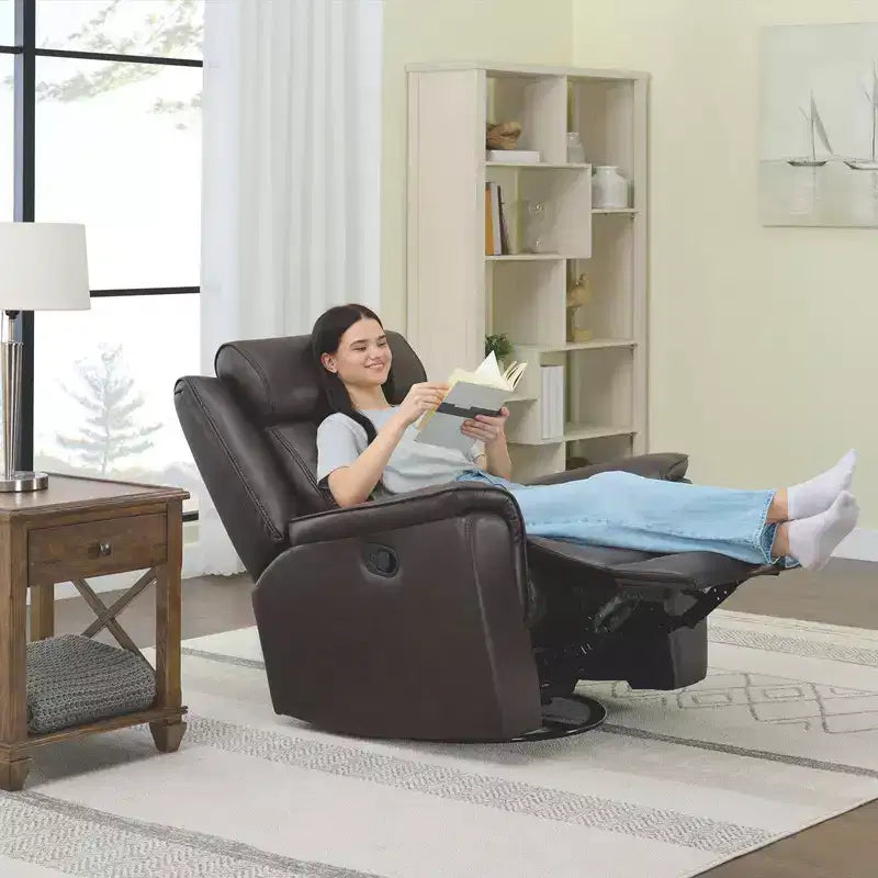 Swivel Manual Recliner Faux Leather Glider Recliner