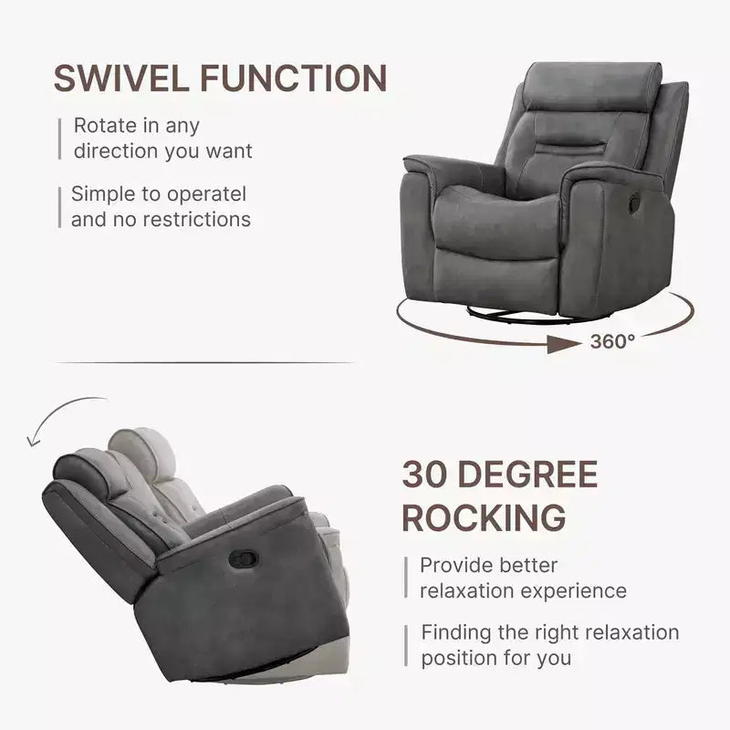 Swivel Manual Recliner Faux Leather Glider Recliner