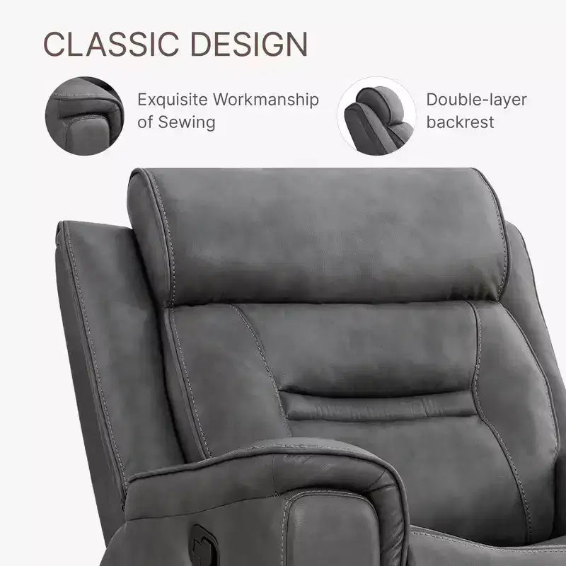 Swivel Manual Recliner Faux Leather Glider Recliner
