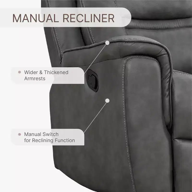 Swivel Manual Recliner Faux Leather Glider Recliner