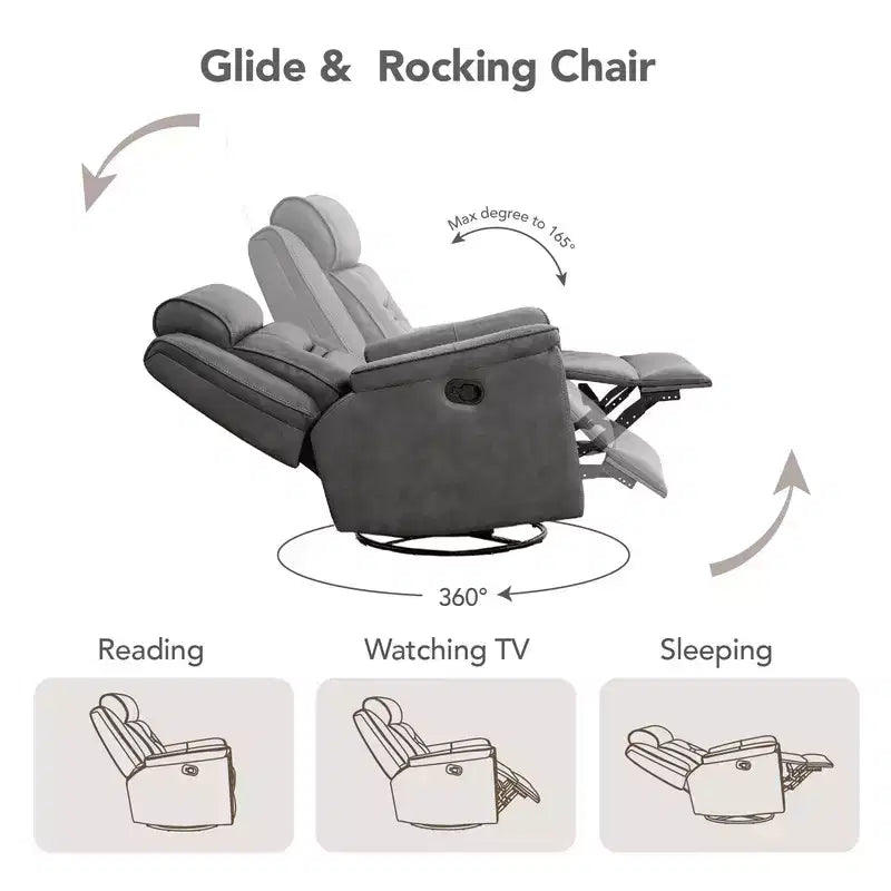 Swivel Manual Recliner Faux Leather Glider Recliner