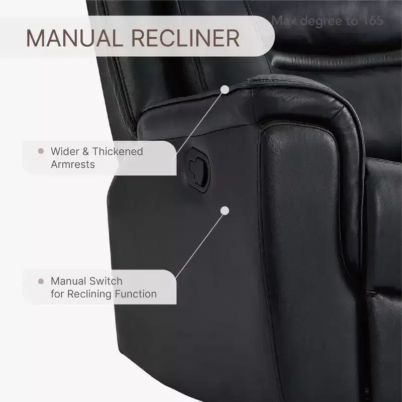 Swivel Manual Recliner Faux Leather Glider Recliner