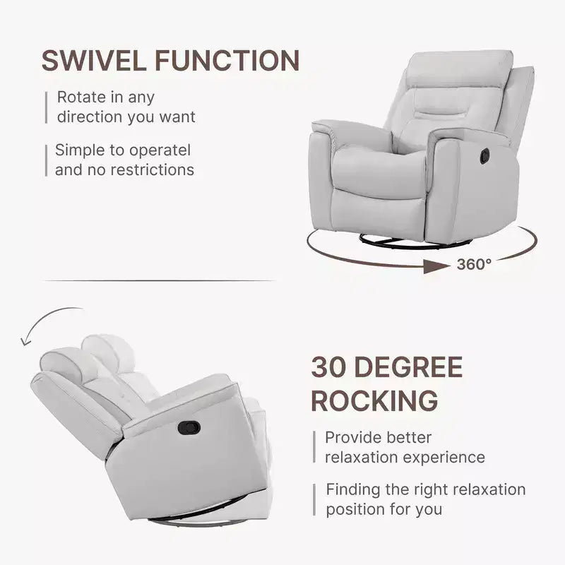 Swivel Manual Recliner Faux Leather Glider Recliner