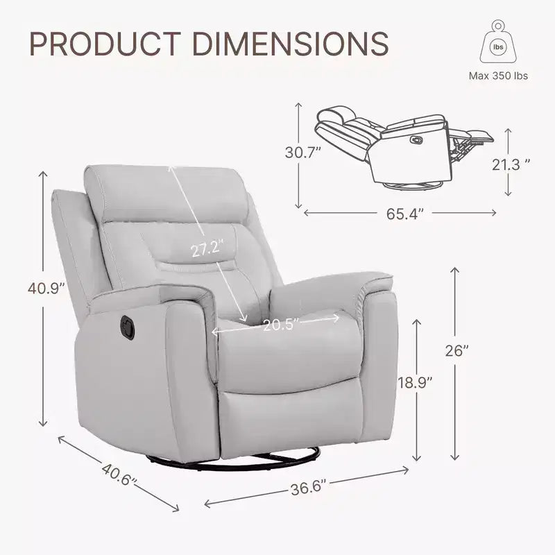 Swivel Manual Recliner Faux Leather Glider Recliner
