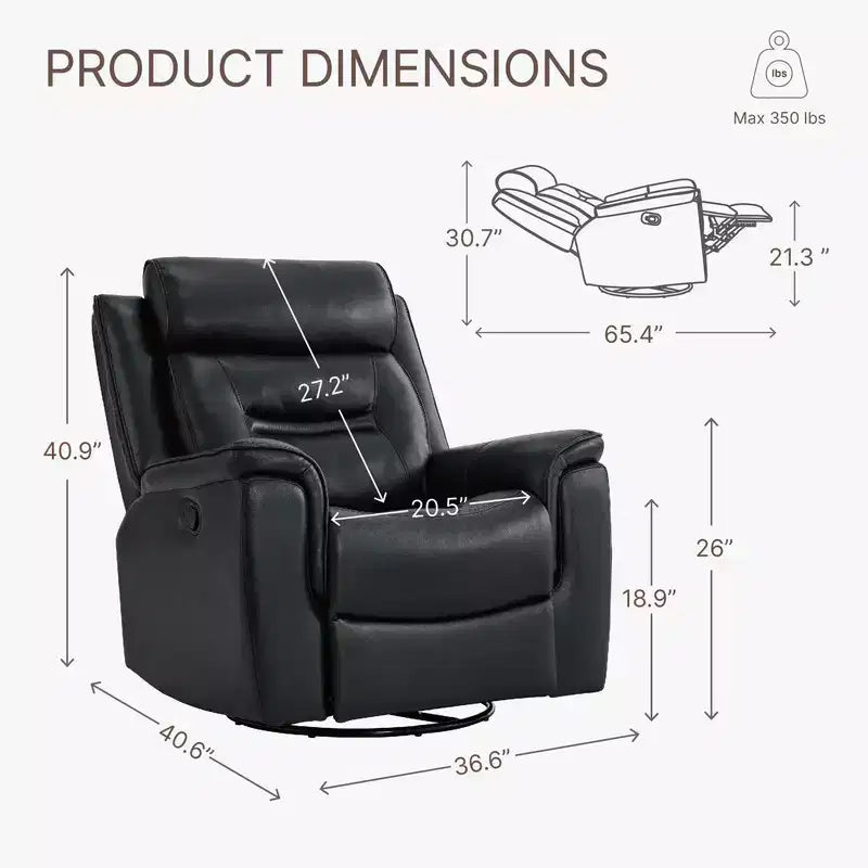 Swivel Manual Recliner Faux Leather Glider Recliner