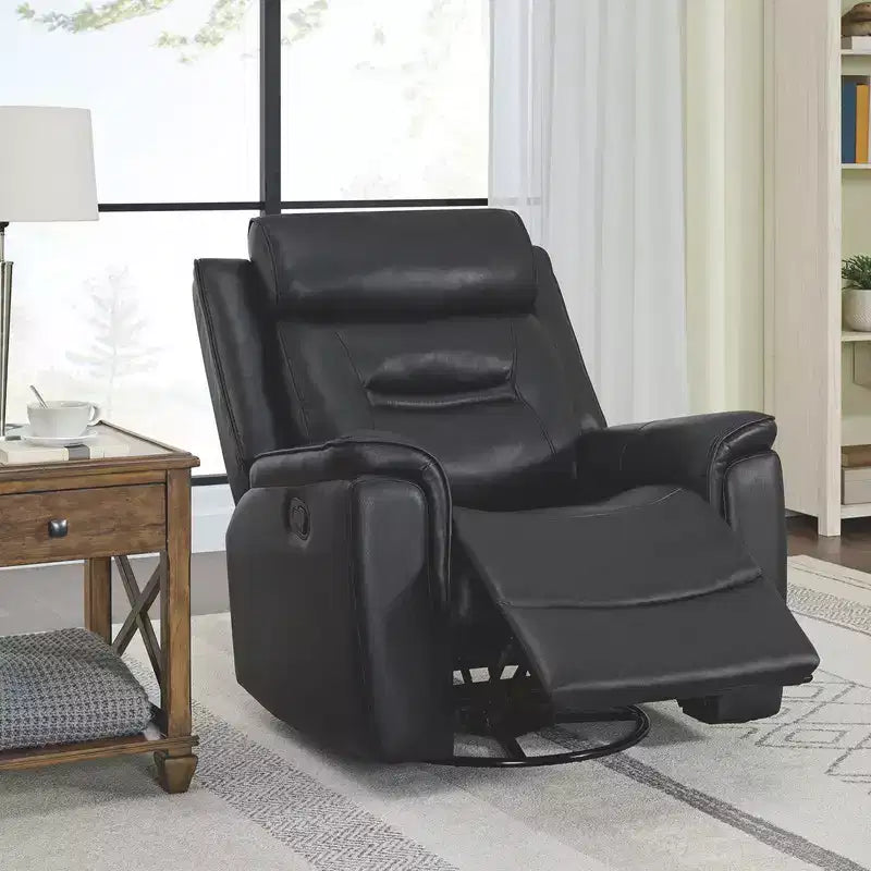 Spruce & Spring Swivel Manual Recliner Faux Leather Glider Recliner