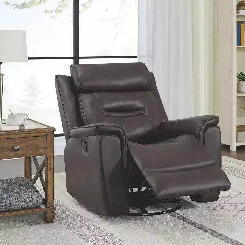 Swivel Manual Recliner Faux Leather Glider Recliner