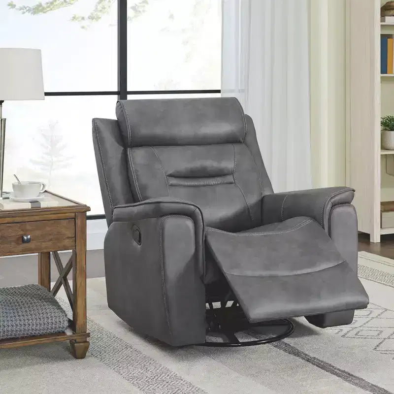 Swivel Manual Recliner Faux Leather Glider Recliner