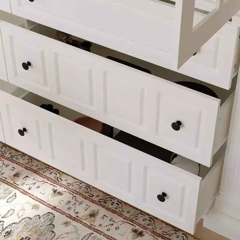 Large White Display Hutch Buffet Cabinet with Glass Doors, Credenza Sideboard Storage Unit for Kitchen Living Room Bookshelves