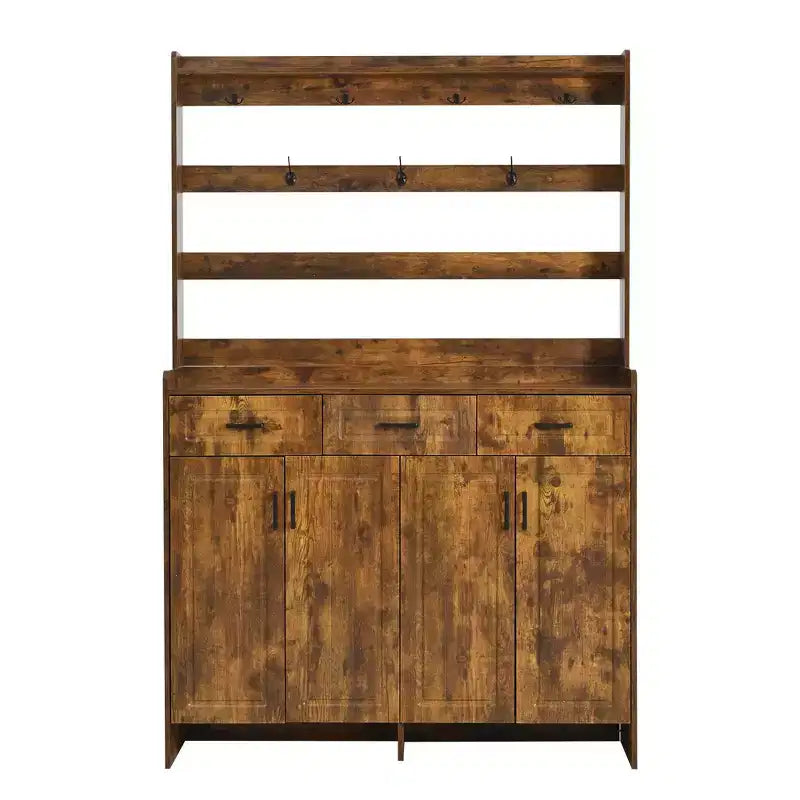 Shoe Storage, Shoe Cabinet with Four Doors and Coat Rack, 3 Drawers, 8 Shelves, Shoe Organizer for Hallway, Entryway, Living Room