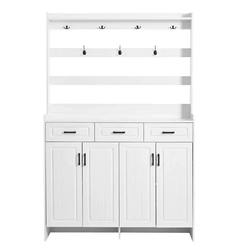 Shoe Storage, Shoe Cabinet with Four Doors and Coat Rack, 3 Drawers, 8 Shelves, Shoe Organizer for Hallway, Entryway, Living Room