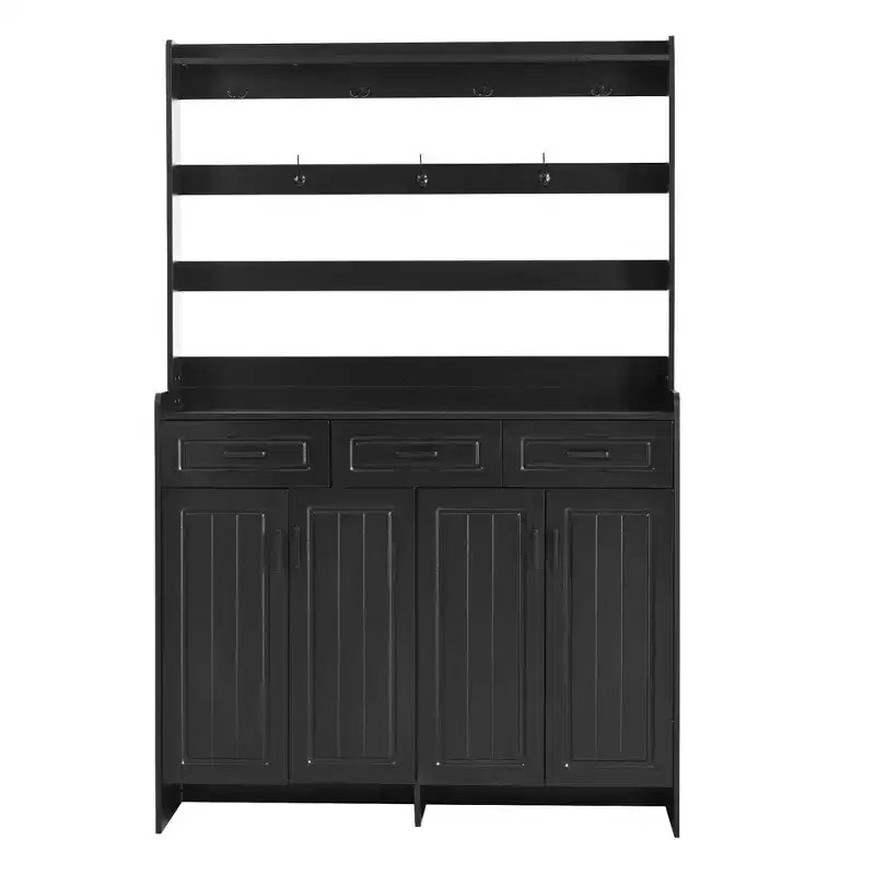 Shoe Storage, Shoe Cabinet with Four Doors and Coat Rack, 3 Drawers, 8 Shelves, Shoe Organizer for Hallway, Entryway, Living Room