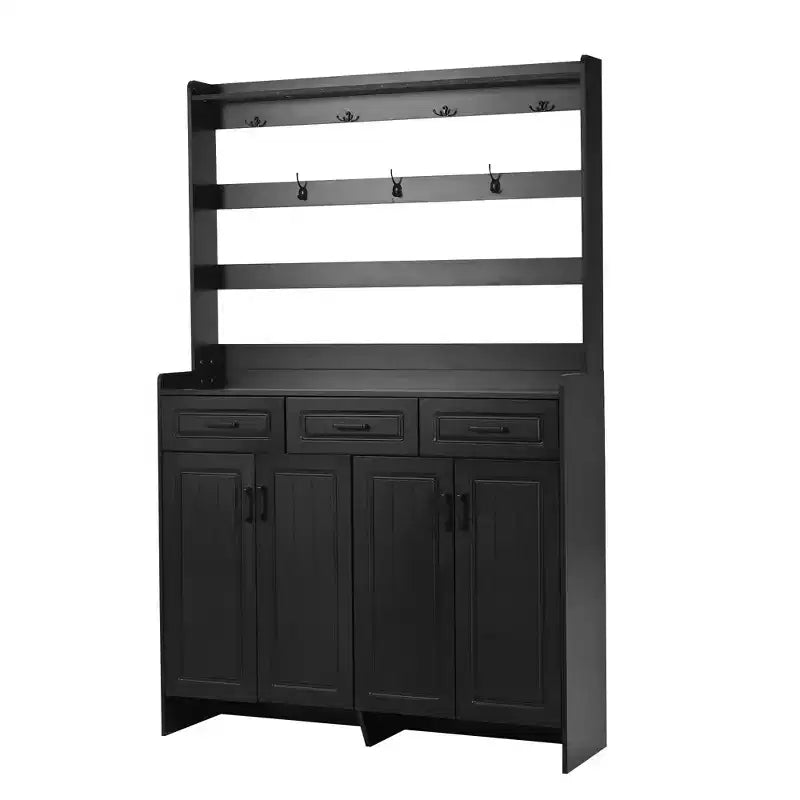 Shoe Storage, Shoe Cabinet with Four Doors and Coat Rack, 3 Drawers, 8 Shelves, Shoe Organizer for Hallway, Entryway, Living Room