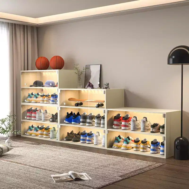 Shoe Storage, Shoe Storage Cabinet with Glass Door, Shoe Organizer for Bedroom, Living Room, Entryway