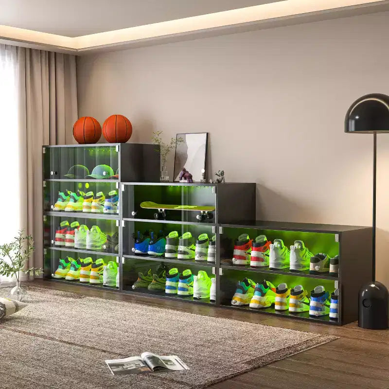 Shoe Storage, Shoe Storage Cabinet with Glass Door, Shoe Organizer for Bedroom, Living Room, Entryway