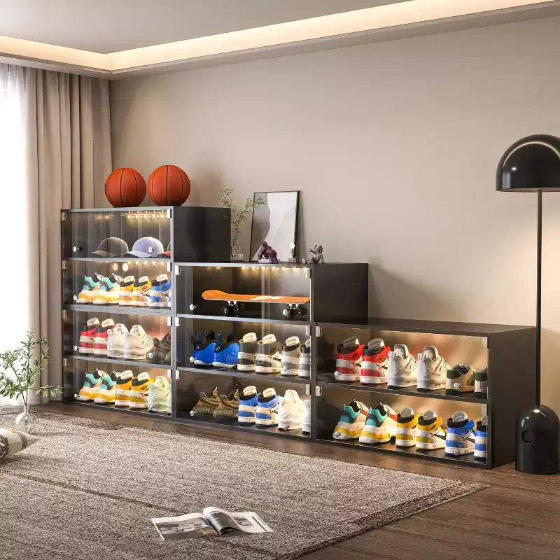 Shoe Storage, Shoe Storage Cabinet with Glass Door, Shoe Organizer for Bedroom, Living Room, Entryway