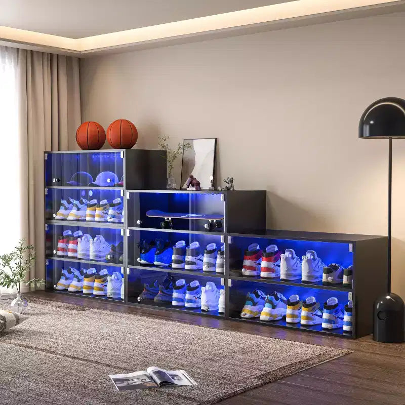 Shoe Storage, Shoe Storage Cabinet with Glass Door, Shoe Organizer for Bedroom, Living Room, Entryway