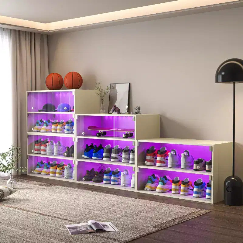Shoe Storage, Shoe Storage Cabinet with Glass Door, Shoe Organizer for Bedroom, Living Room, Entryway