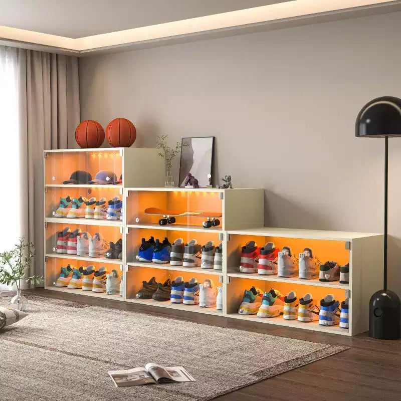 Shoe Storage, Shoe Storage Cabinet with Glass Door, Shoe Organizer for Bedroom, Living Room, Entryway