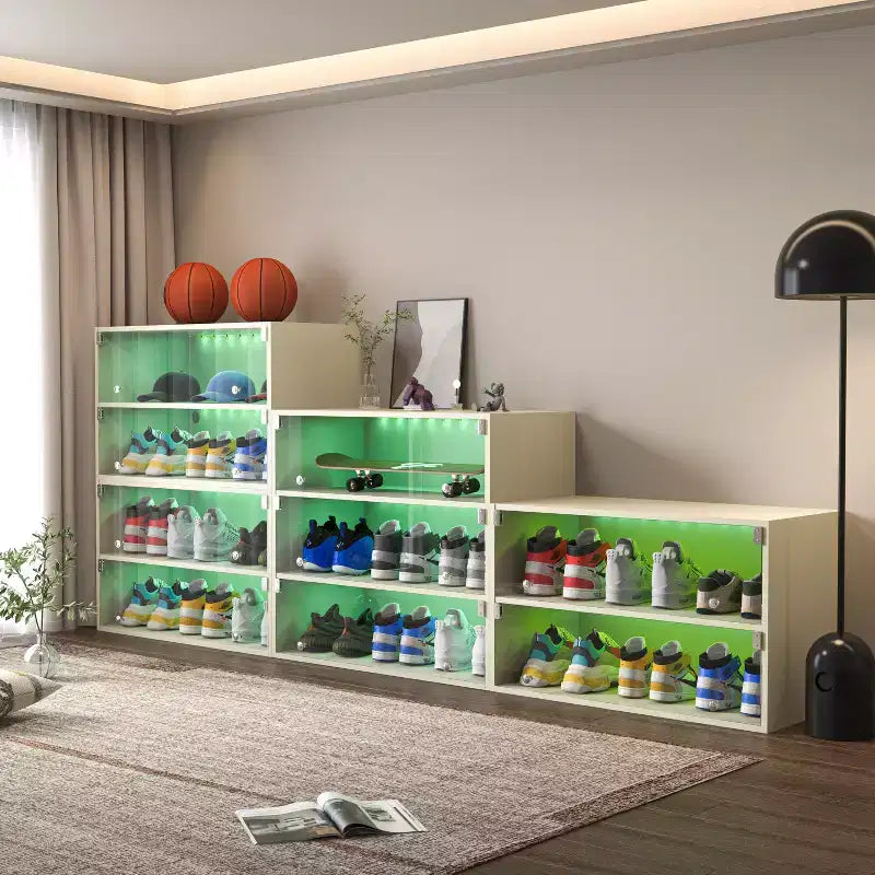 Shoe Storage, Shoe Storage Cabinet with Glass Door, Shoe Organizer for Bedroom, Living Room, Entryway