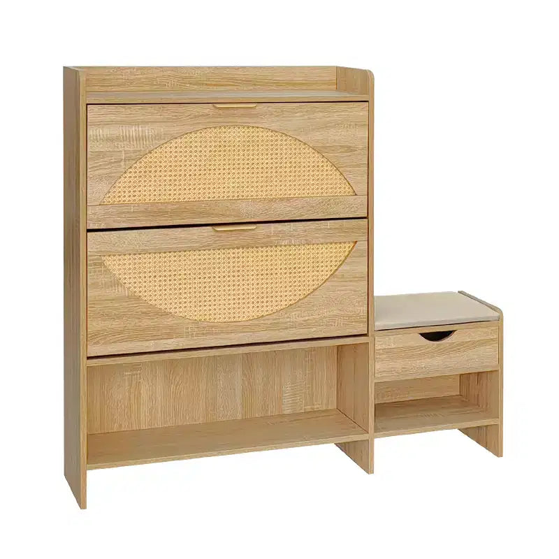 47.2in Shoe Cabinet, Freestanding Shoe Organizer with 2 Flip Drawers and 1 Large Shelf, Shoe Storage Cabinet for Entryway, Living Room, Brown