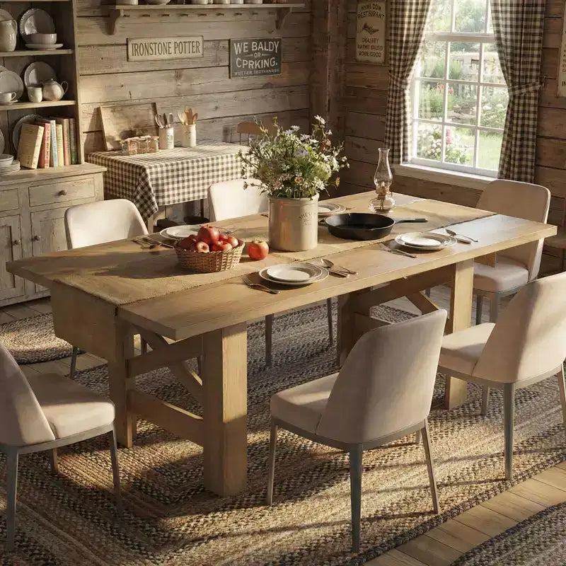 71 Large Farmhouse Dining Table for 6-8, Wooden Barn Kitchen Table w/ Sturdy Triangular Legs, Thickened Tabletop Only for Dining Room & Office