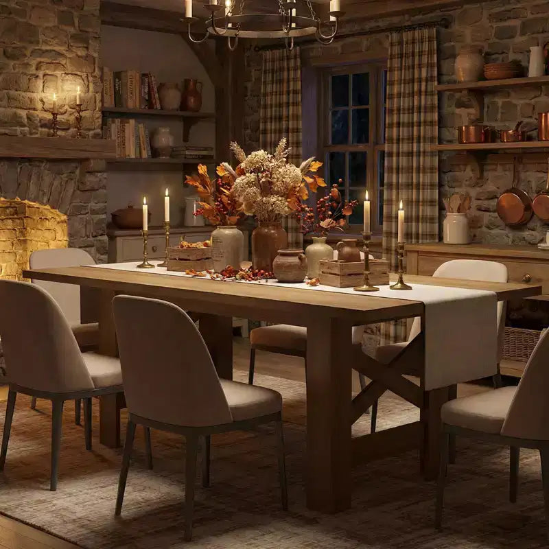 71 Large Farmhouse Dining Table for 6-8, Wooden Barn Kitchen Table w/ Sturdy Triangular Legs, Thickened Tabletop Only for Dining Room & Office