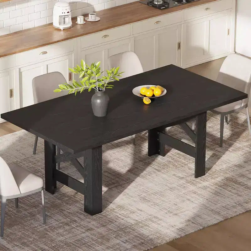 71 Large Farmhouse Dining Table for 6-8, Wooden Barn Kitchen Table w/ Sturdy Triangular Legs, Thickened Tabletop Only for Dining Room & Office