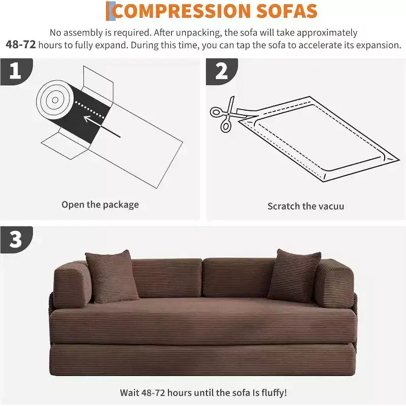 Convertible Chaise Lounge Sofa Bed, 78.8in Oversized Folding Chair with Pillow, Micro-Stripe Fabric for Living Room Apartment Dorm Guest Room