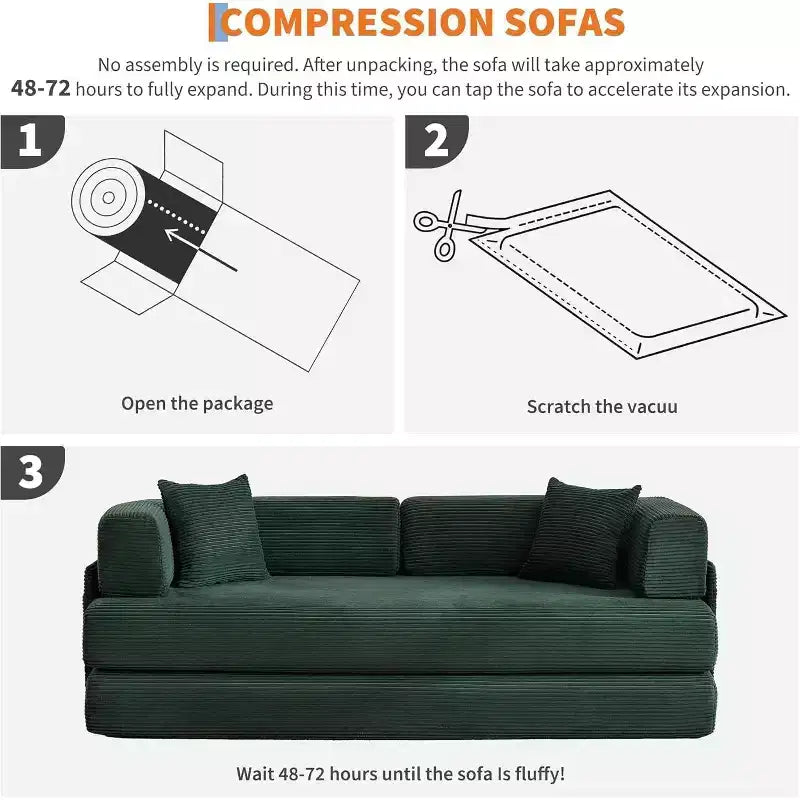 Convertible Chaise Lounge Sofa Bed, 78.8in Oversized Folding Chair with Pillow, Micro-Stripe Fabric for Living Room Apartment Dorm Guest Room