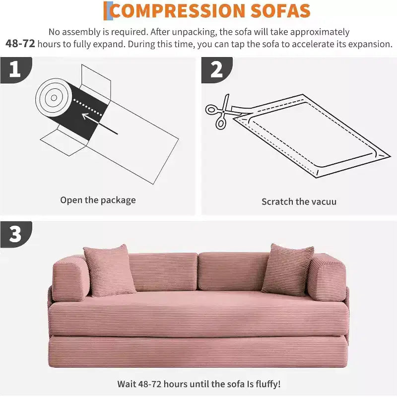 Convertible Chaise Lounge Sofa Bed, 78.8in Oversized Folding Chair with Pillow, Micro-Stripe Fabric for Living Room Apartment Dorm Guest Room