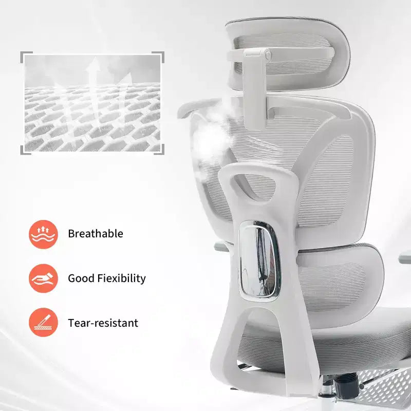 Ergonomic Mesh Office Chair with Adjustable Lumbar Support, Headrest and Footrest, 3D Armrests, Swivel Task Chair for Heavy Users