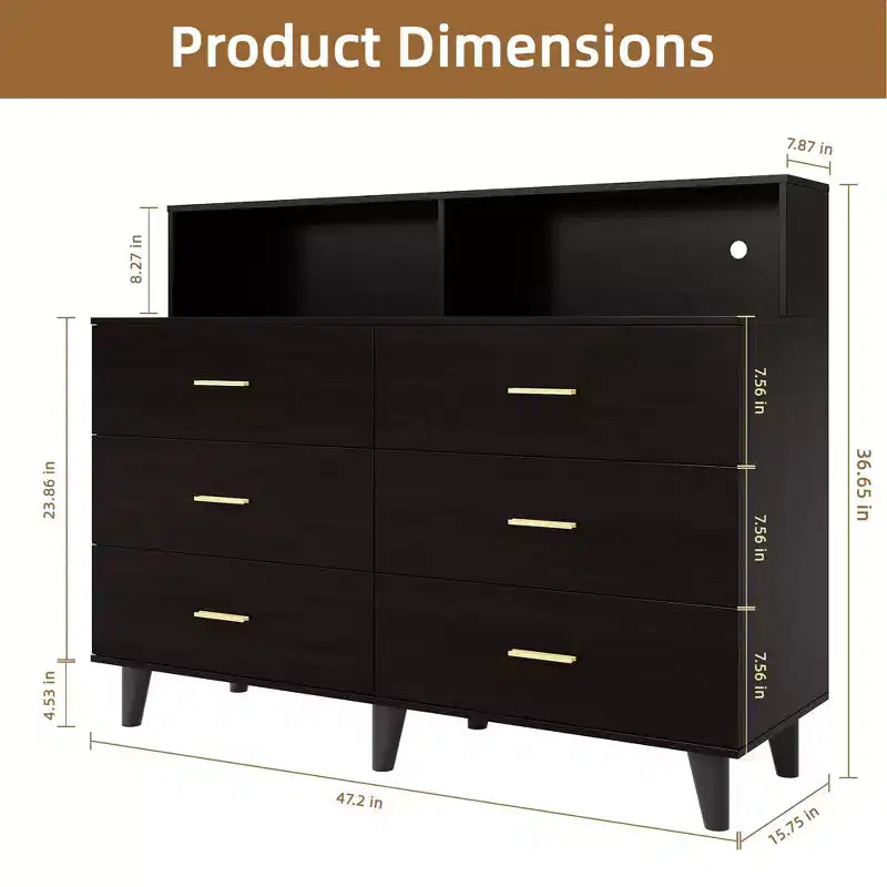 47.2 Coffee Bar Cabinet with Power Outlets, Freestanding Buffet Storage Cabinet with Drawers for Kitchen, Dining Room
