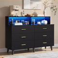 47.2 Coffee Bar Cabinet with Power Outlets, Freestanding Buffet Storage Cabinet with Drawers for Kitchen, Dining Room