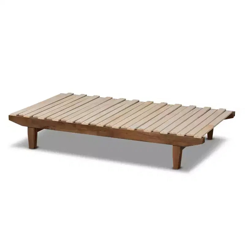 King Hiro Wood Expandable Bed Frame Walnut - Baxton Studio: Convertible Twin XL to King, No Box Spring Required